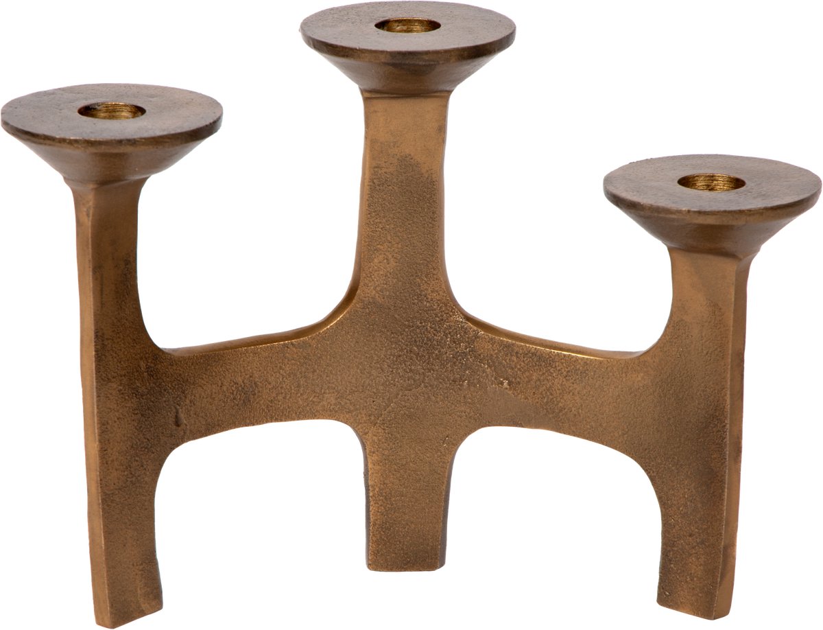 Atmooz - Kaarshouder Amour S/3 - Antiek Messing - Voor 3 kaarsen - 27x11x20 cm - Elegante Tafeldecoratie