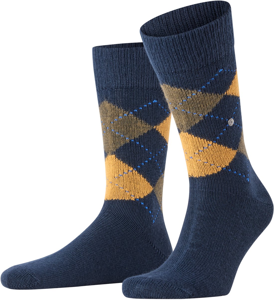 Burlington Preston gedessineerd materiaal sokken heren blauw - maat 40-46