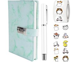Dagboek met Lock voor Meisjes en Jongens - Dagboek met Code - Journal Notebook met Pen en Grappige Sticker Set - Navulbaar Faux Leder Notitieboek A5 (21 x 15 cm)