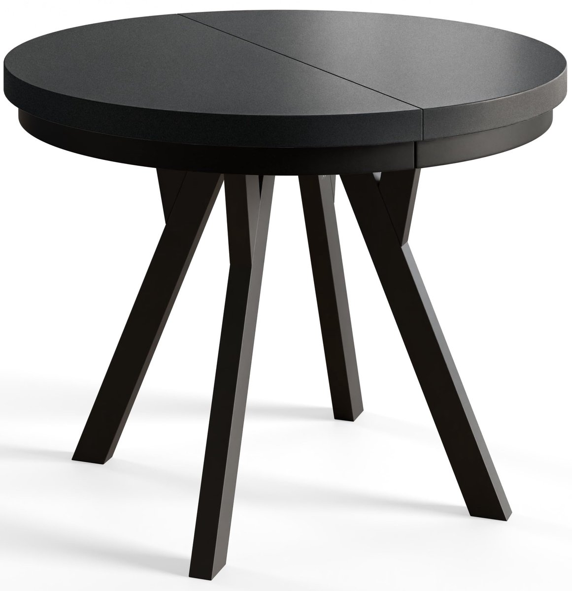 Ronde Tafel Uitschuifbare, Eettafel, Diameter 120 cm - 220 cm, Zwart, Verzameling Evo