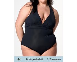 Moodies menstruatie zwemkleding - Badpak- licht-gemiddeld kruisje - Zwart - maat XL