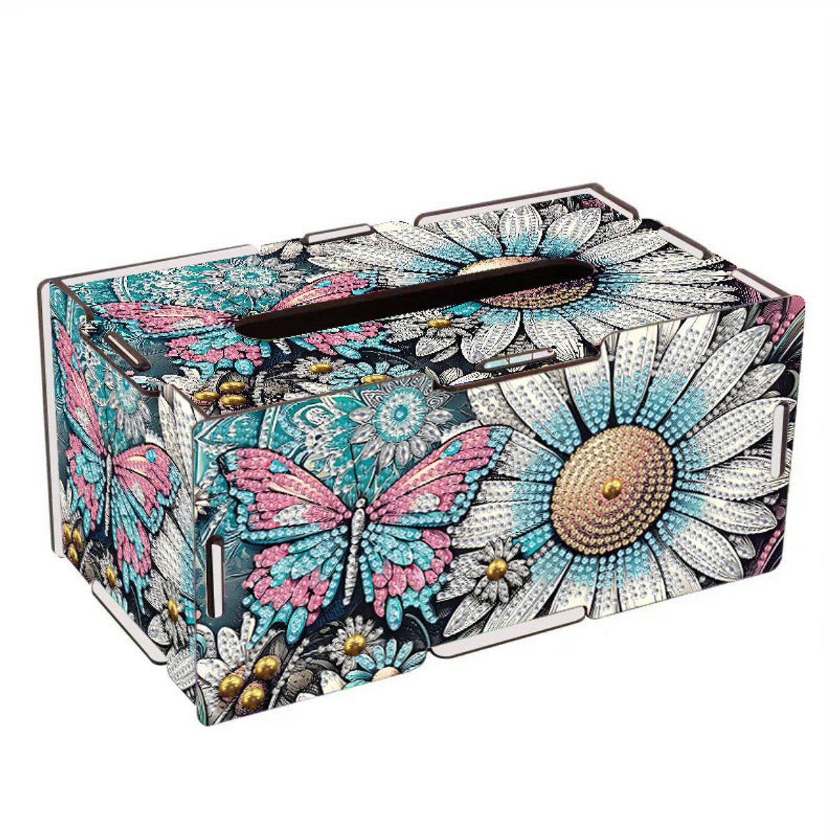 Tissuebox - 31 - Tissuedoos - Vlinder met bloem - diamond painting - compleet pakket - Diamond painting by Wietske