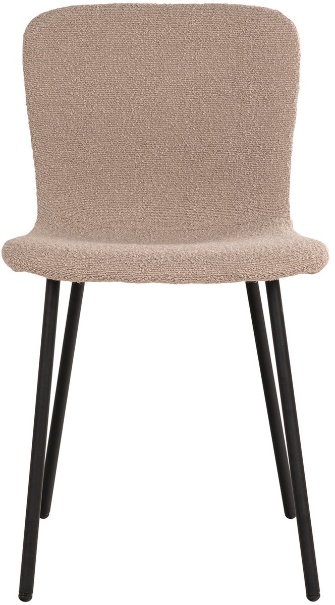 House Nordic Eetkamerstoel Bouclé Beige - 53x44,5x81,2cm - Zithoogte 48cm - Set van 2