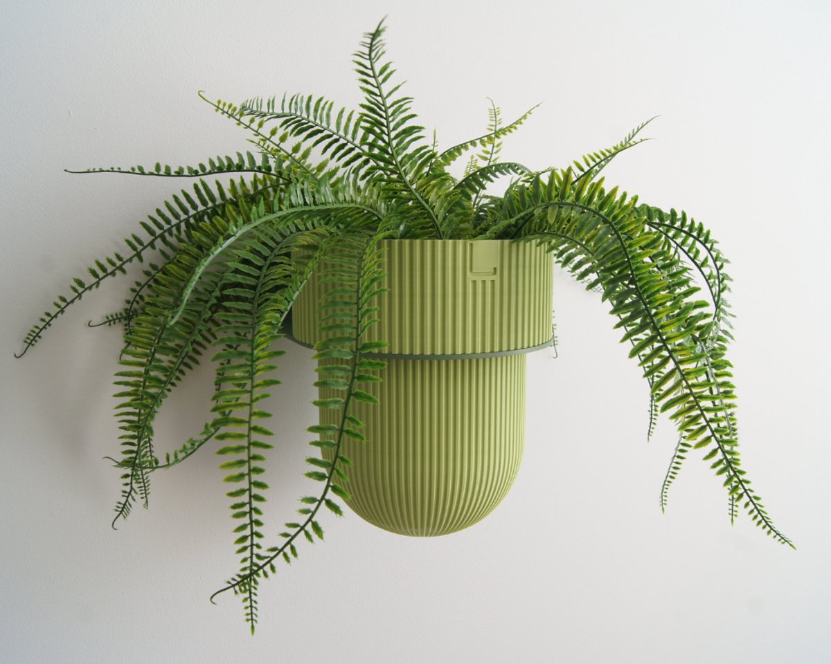 STERKSTAEL Eco Pot Flora S Matcha Green – bloempot voor aan de wand – bloempot voor binnen – zwevende bloempot – bloempotten binnen – plantenbak - diameter 12 cm – kleur pot Lichtgroen – kleur houder Salie Groen