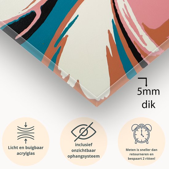 Flamingo abstract – plexiglas – Glasschilderij – 60x90 cm