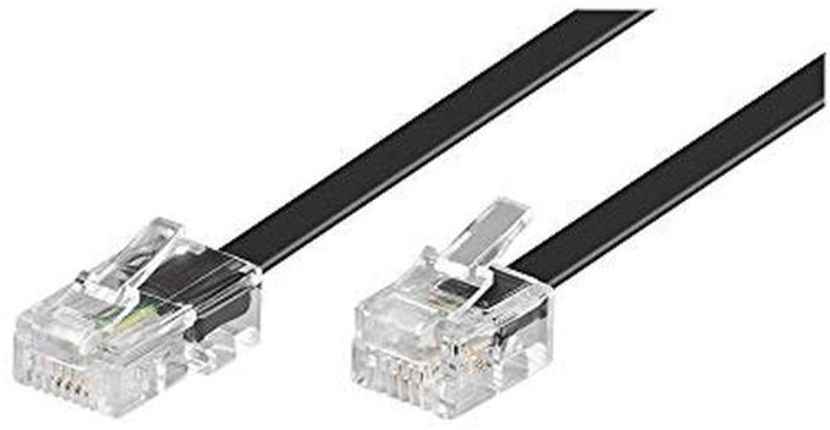 Telefoonkabel RJ11 naar RJ45 - Platte DSL-kabel voor fax & modem - Zwart 6m
