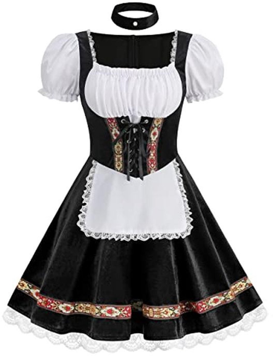 Oktoberfest Kostuum Dames - Duitse Bierjurk - Beierse Jurk met Korte Mouwen