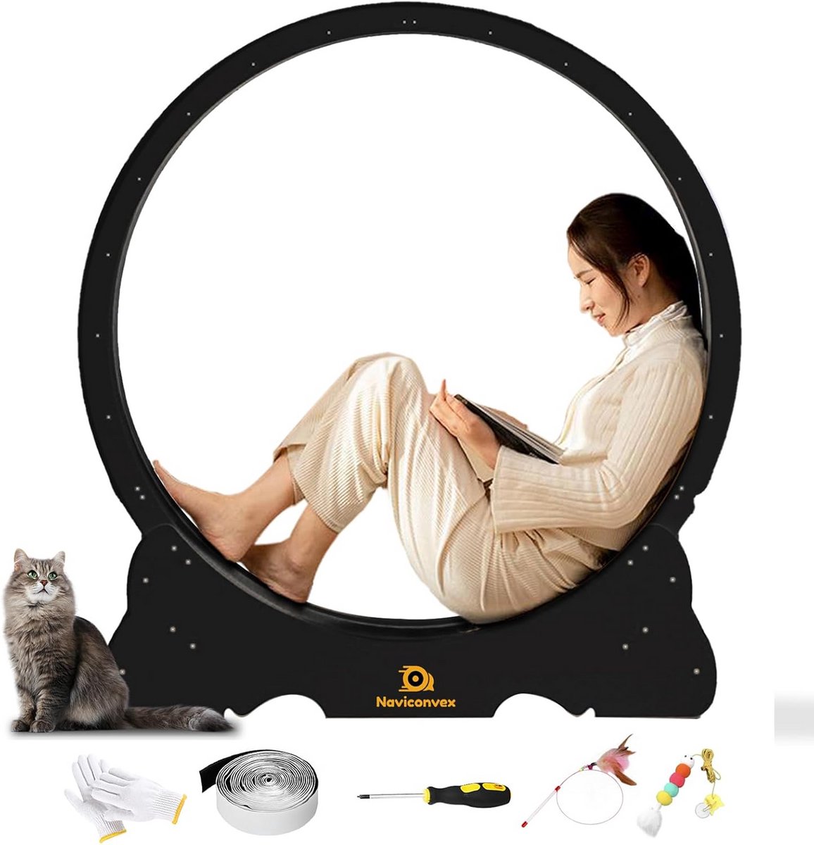 Stille XL Kattenloopfiets - 113 cm Indoor Fiets voor Katten