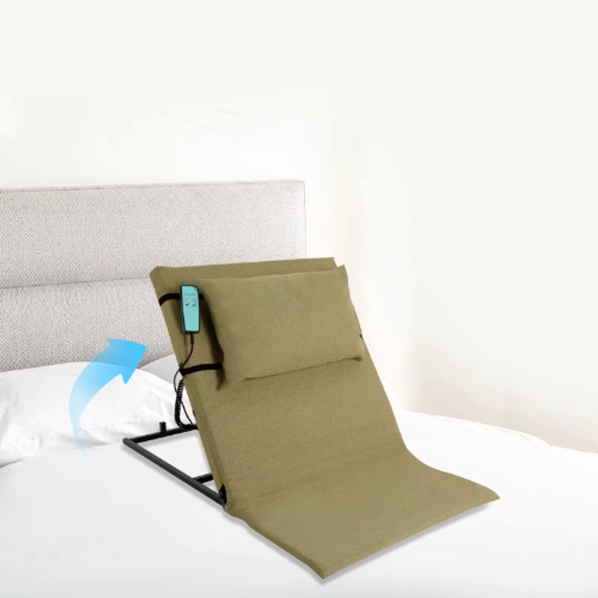 LabelOne Rugsteun - Rugsteun Bed - Rugsteun Bed Verstelbaar - elektrisch - wasbaar - tot 300kg - 120 x 75 x 12–73 cm - groen