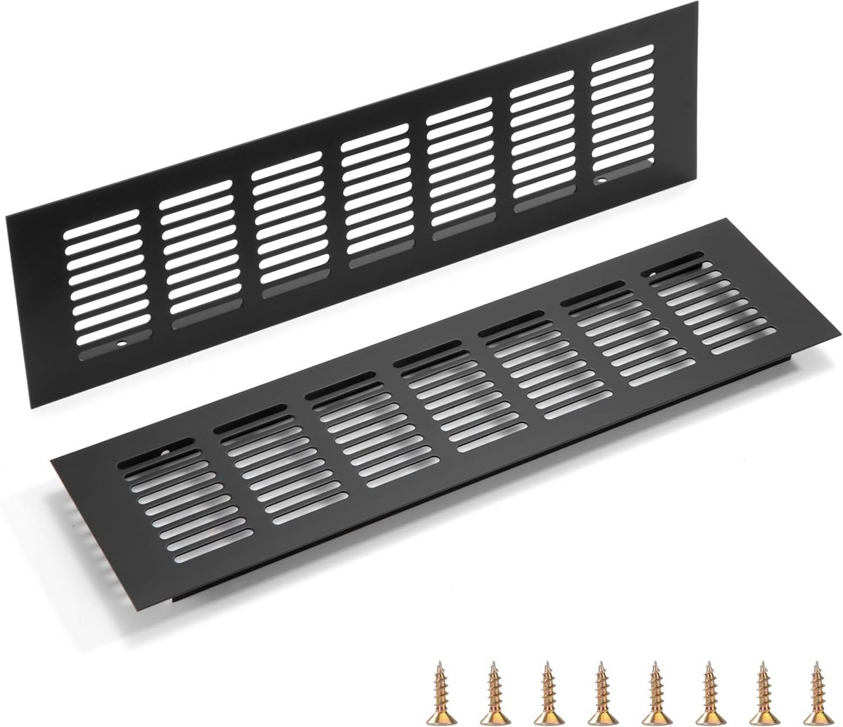 Rechthoekige Ventilatierooster Metaal Zwart voor Deur- en Schoenenkasten