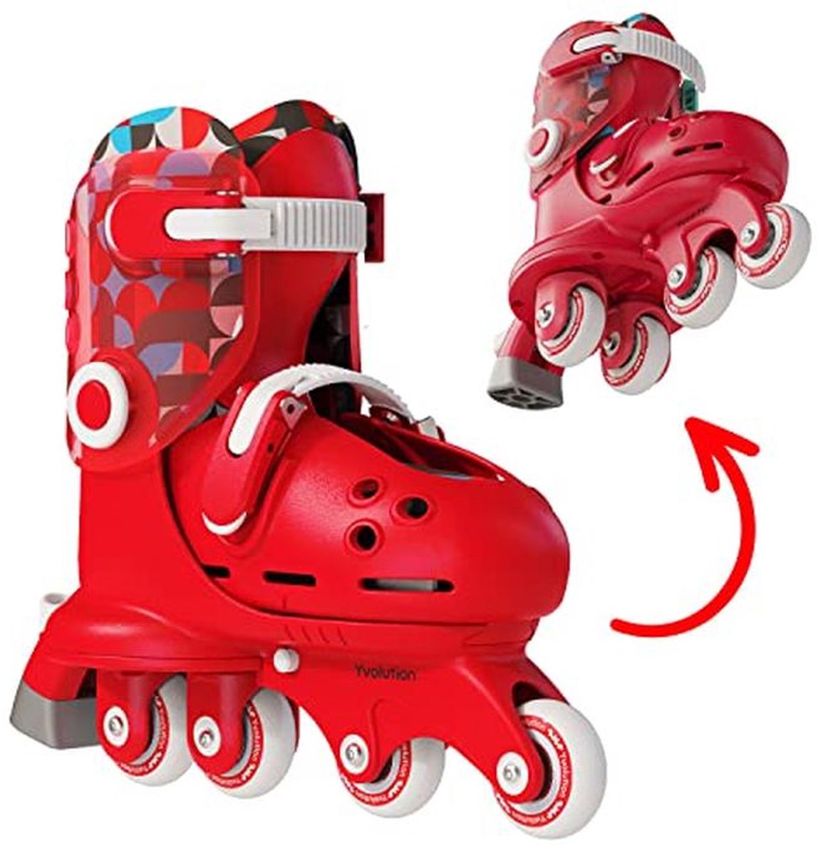 Kinderen 2-in-1 Rollen en Inline Skates - Verstelbaar en Geschikt voor Binnen en Buiten - Rood