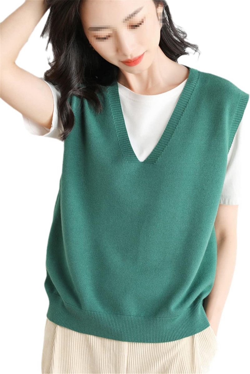 Dames Mouwloze Kasjmier Trui V-hals Vest voor Herfst en Winter