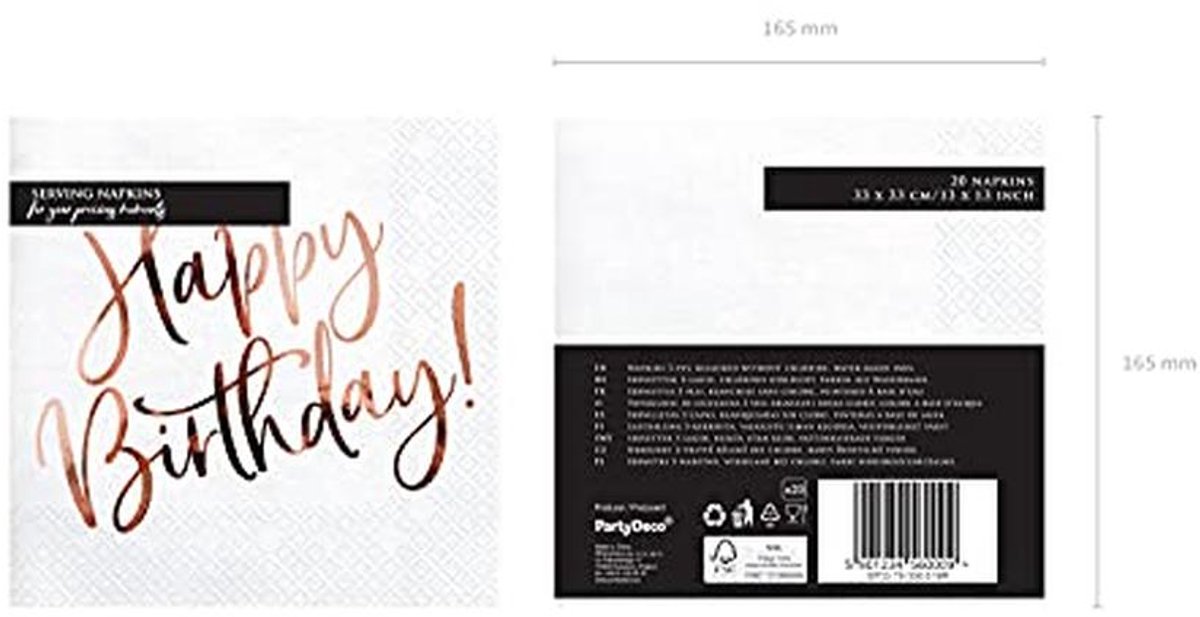 Witte servetten 33x33 cm - 20 stuks voor verjaardagsfeest