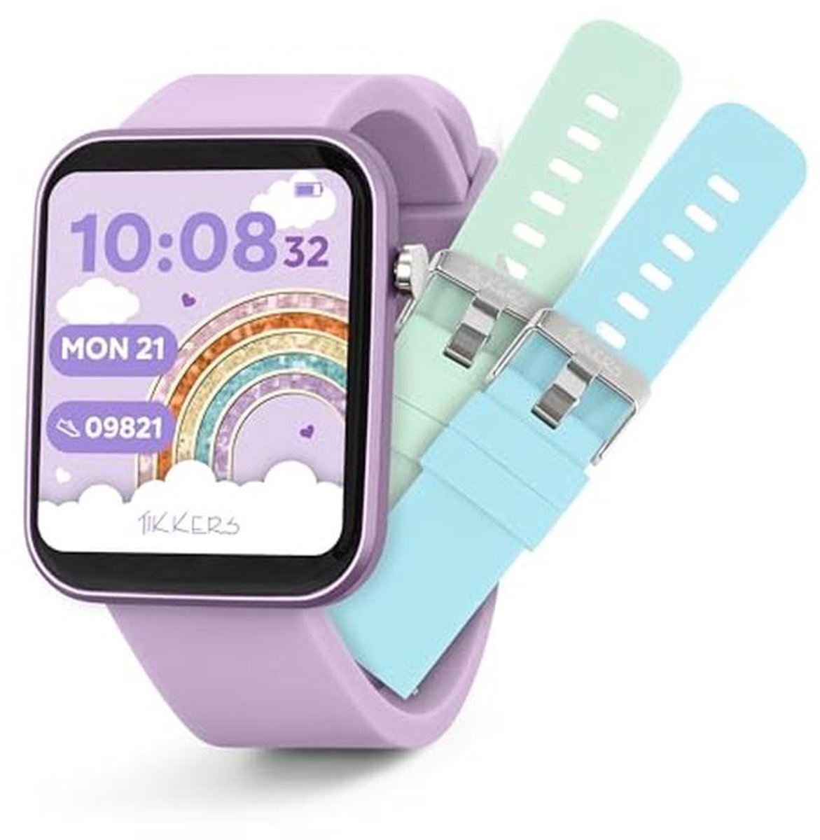 Slimme Horloge met Lila Siliconen Bandenset - Activiteiten Tracker en Muziekbesturing