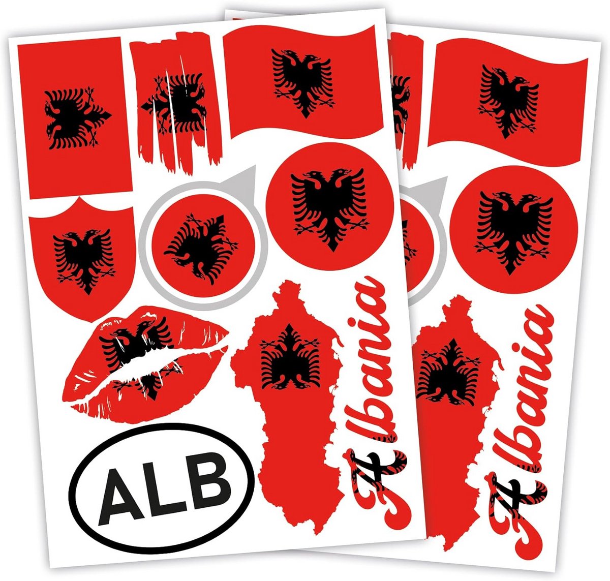 Set van 2 DIN A4 Stickers met Landenvlaggen voor Auto en Motorfiets