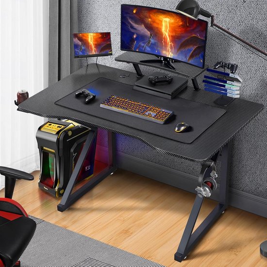 Ergonomisch Gamingbureau met Monitorhouder en Bekerhouder - 110x70 cm van Merkloos — afbeelding 3