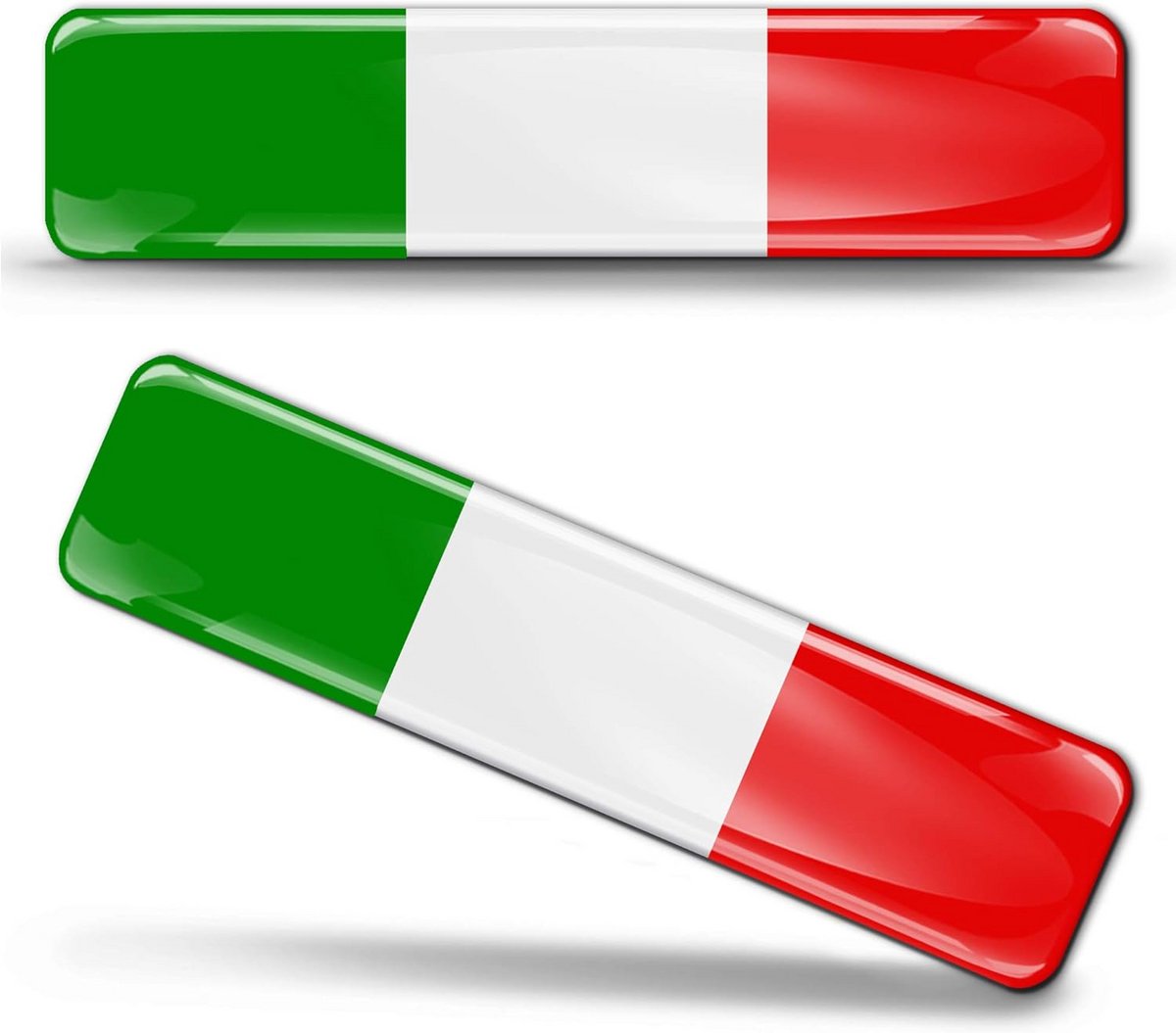 2x 3D Gel Silicone Stickers Italiaanse Vlag voor Auto