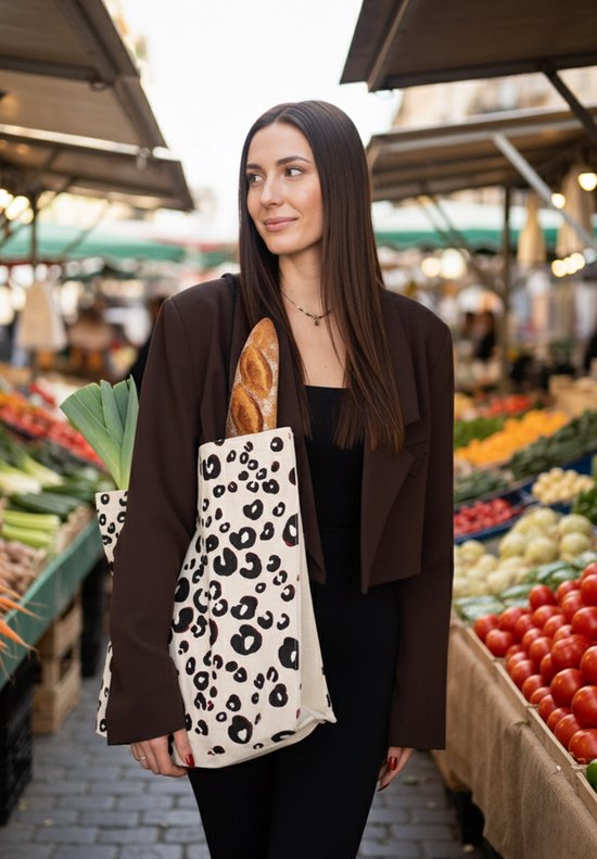 Sac shopping à imprimé léopard
