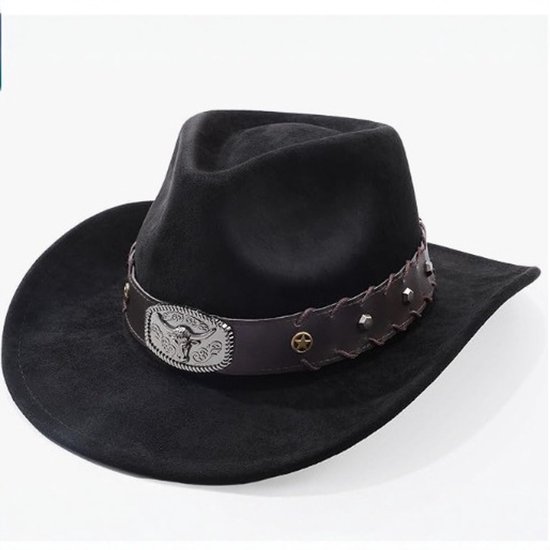 Chapeau Cowboy pour Hommes et Femmes Avec Large Bord en Feutre et Cuir Style Western comme Chapeau Cowgirl pour Amateurs et Occasions Festives Adapté pour Utilisation Intérieure et Extérieure Portabilité