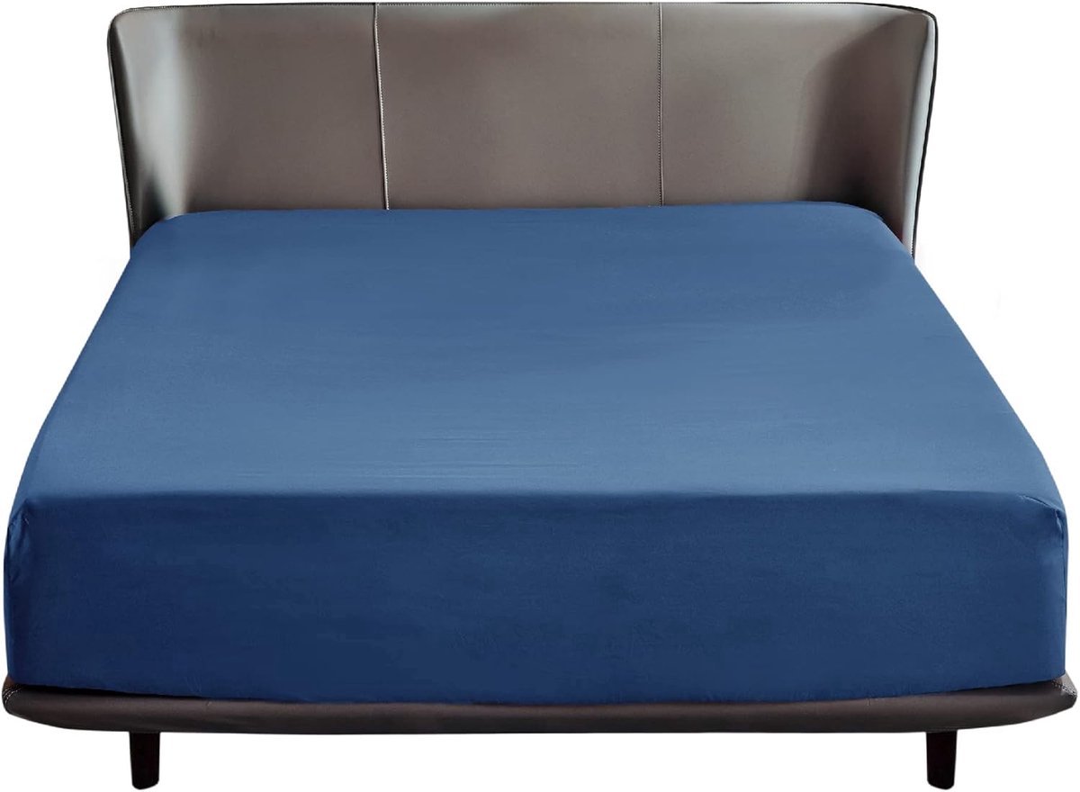 Stunq® Hoeslaken 160 x 200 cm, Boxspring Bed Topper, Polyester Microvezel Materiaal, Bedlaken voor Matrashoogte tot 30 cm, Zacht Hoeslaken, Blauw