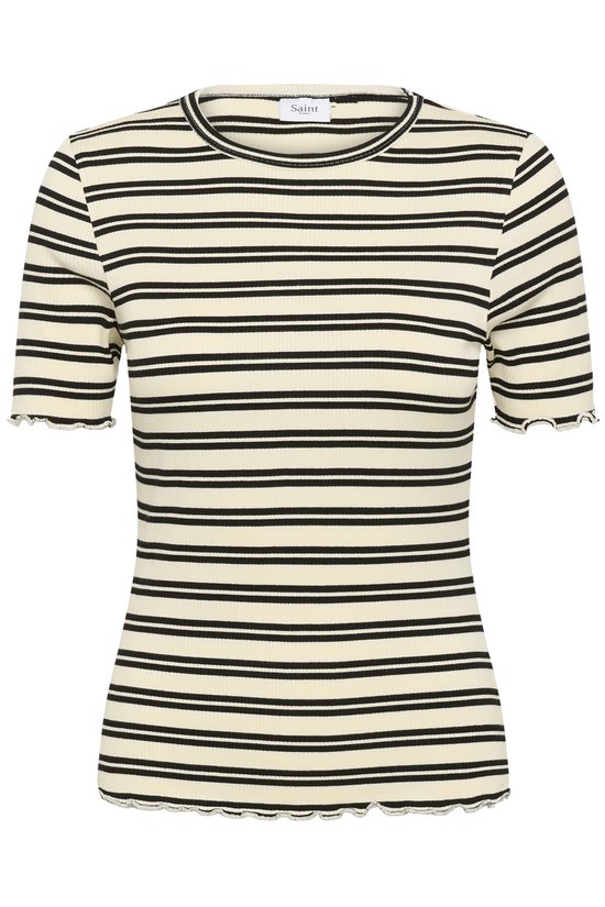 Saint Tropez OlaliaSZ SS T-Shirt Dames T-shirt - Ice Black Stripe