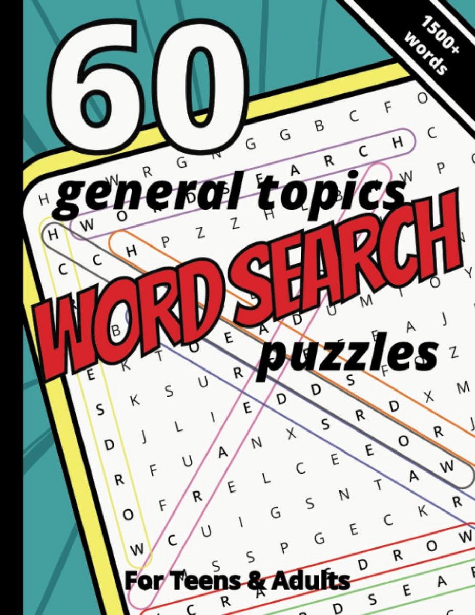 Woordzoekpuzzelboek met 60 Puzzels: Algemene Thema's voor Tieners en Volwassenen