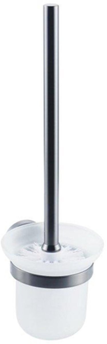 FugaFlow Eccelente Acces Toiletset 3-delig - toiletrolhouder zonder klep - toiletborstel - handdoekhaak dubbel rond - Geborsteld Gunmetal PVD