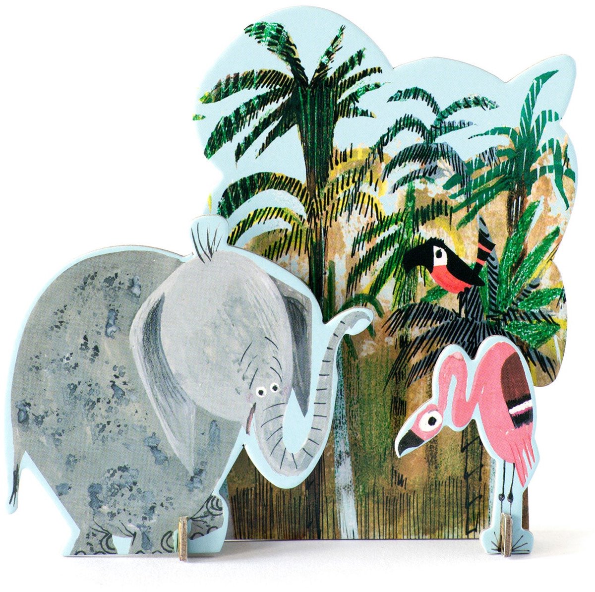 Pop-out kaart Dieren - Jungle olifant