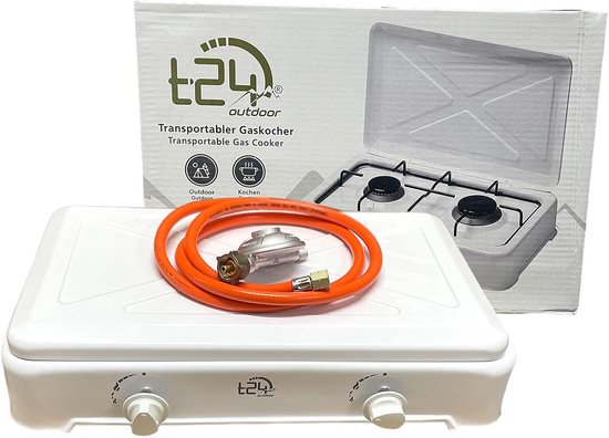 Draagbaar Gasfornuis met 2 Pitten en Deksel - Ideaal voor Camping en Caravan — afbeelding 5