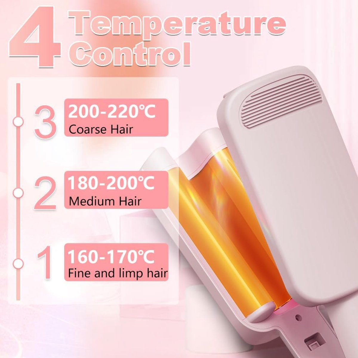 French Wave 32mm Krultang met 4 Temperatuurinstellingen - afbeelding 2