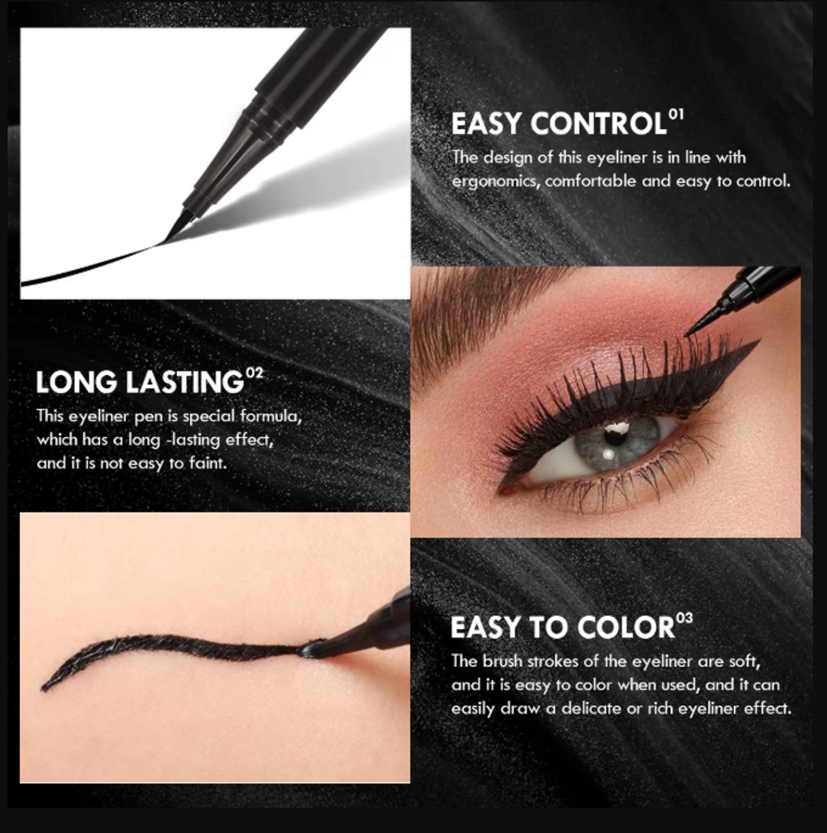 Set van 2 Intens Zwarte Liquid Eyeliner Pennen –0,1 mm – Precisie Fine Tip, Waterproof - Longlasting - Make Up - Stift Eyeliner