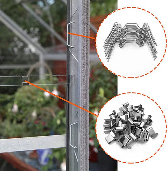 50-delige bevestigingsclipset voor kasglaspanelen voor kasglaskamer dubbele hal gaaspaneel weerbestendige kas reparatieset - Z-type clip 25 stuks + W-type clip (1,6 * 95 * 30 mm) 25 stuks van Merkloos	 — afbeelding 4