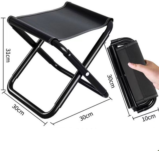 Campingstoelen -Vouwstoel - Kampeerstoel- Klapstoel -Campingkruk - Draagbare opvouwbare kruk - Opvouwbare kruk - Opvouwbare kampeerkruk - Met opbergtas - Draagvermogen tot 150 kg - Geschikt voor buitenactiviteiten, reizen, wandelen - Zwart — afbeelding 2