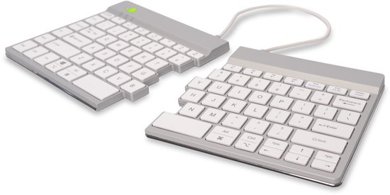 R-Go Split Break clavier ergonomique, compact design, avec logiciel de pause, ultra-mince, Bluetooth 5.0, Mode QWERTY (US), sans fil, blanc