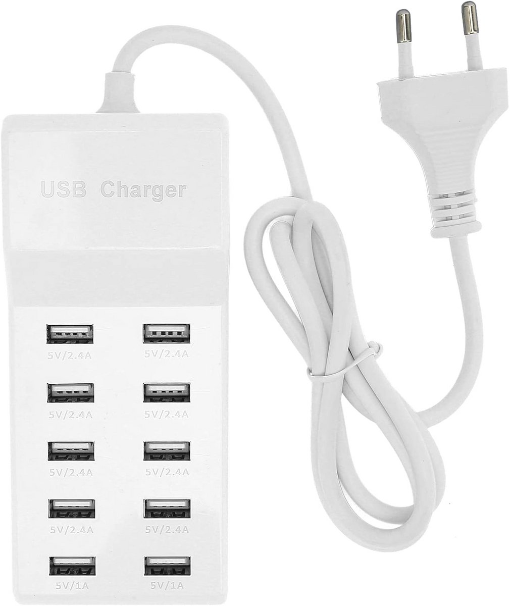 10 Poorts USB Laadstation met Smart Charging voor Meerdere Apparaten