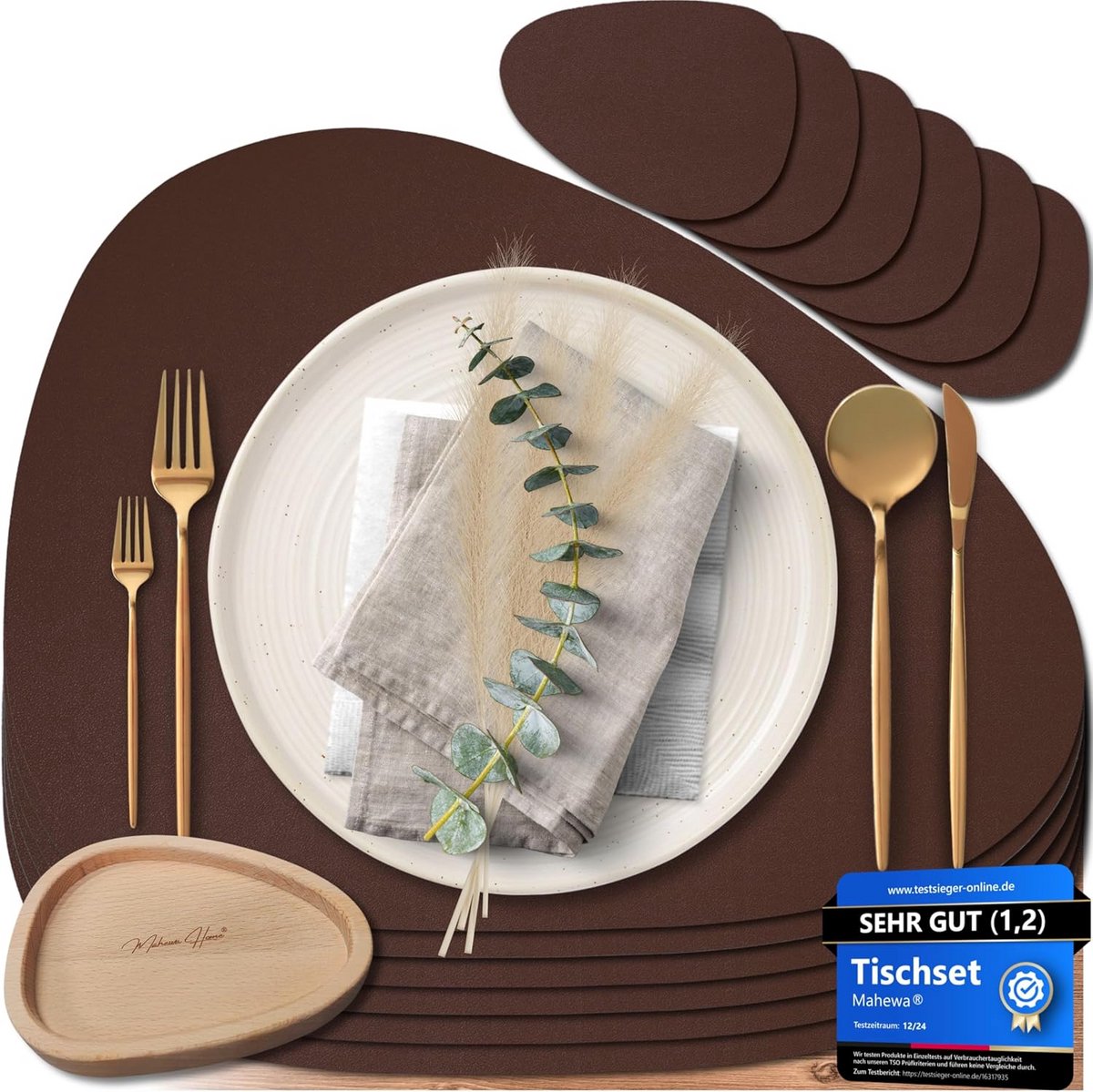 Set van 6 Premium Kunstleren Placemats - Wasbaar en Waterdicht Tafelonderlegger