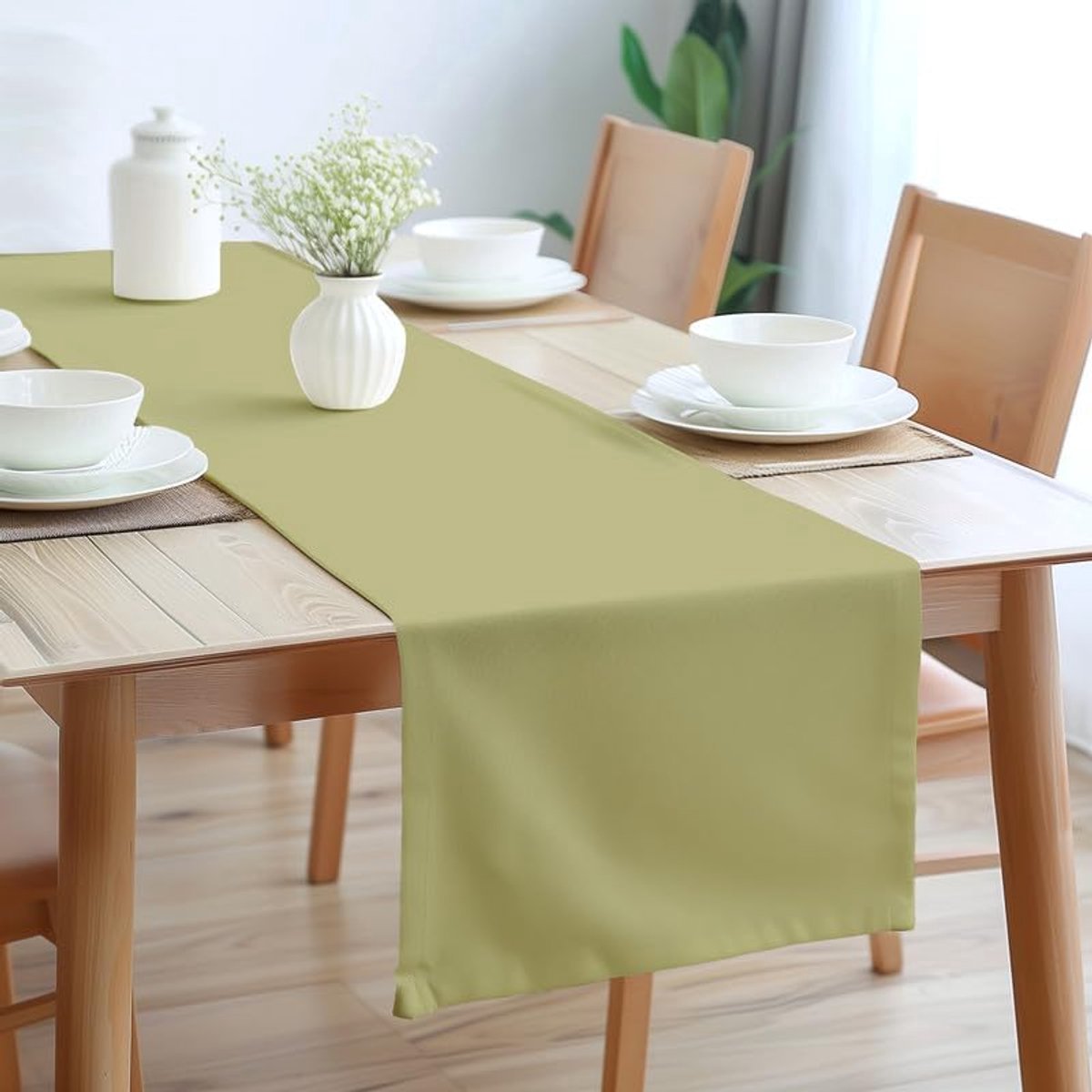 Stunq® Elegante Tafelkleed Loper van 32 x 183 cm in Stijlvol Saliegroen