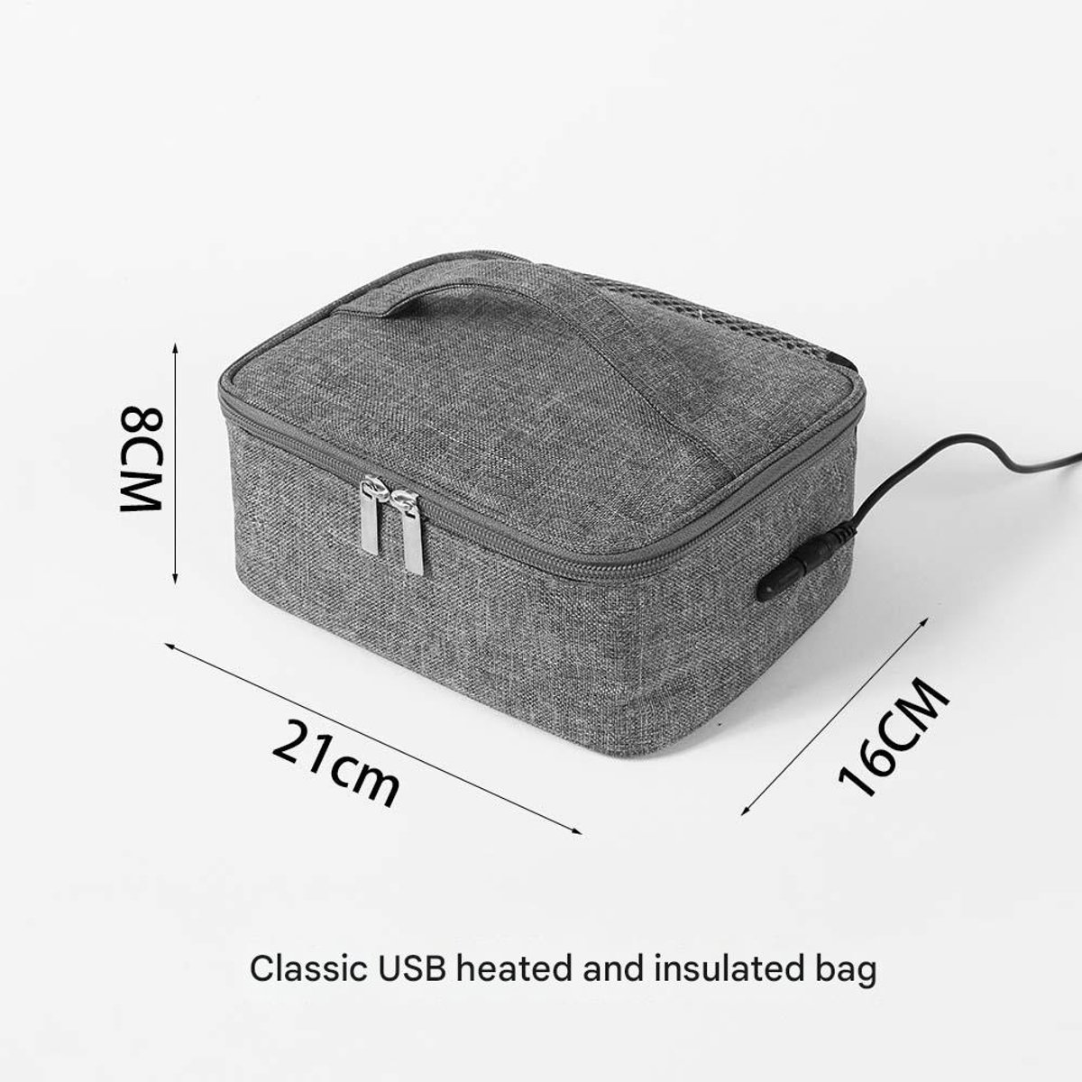 Verwarmde lunchbox - Draagbare elektrische verwarmde lunchtas - Voedselverwarmer - Temperatuurweergave - Lunchverwarmer - USB-oplaadbaar - Geschikt voor kantoren, bijeenkomsten en keukens - Grijs — cadeau in Kookcadeaus - foto 2