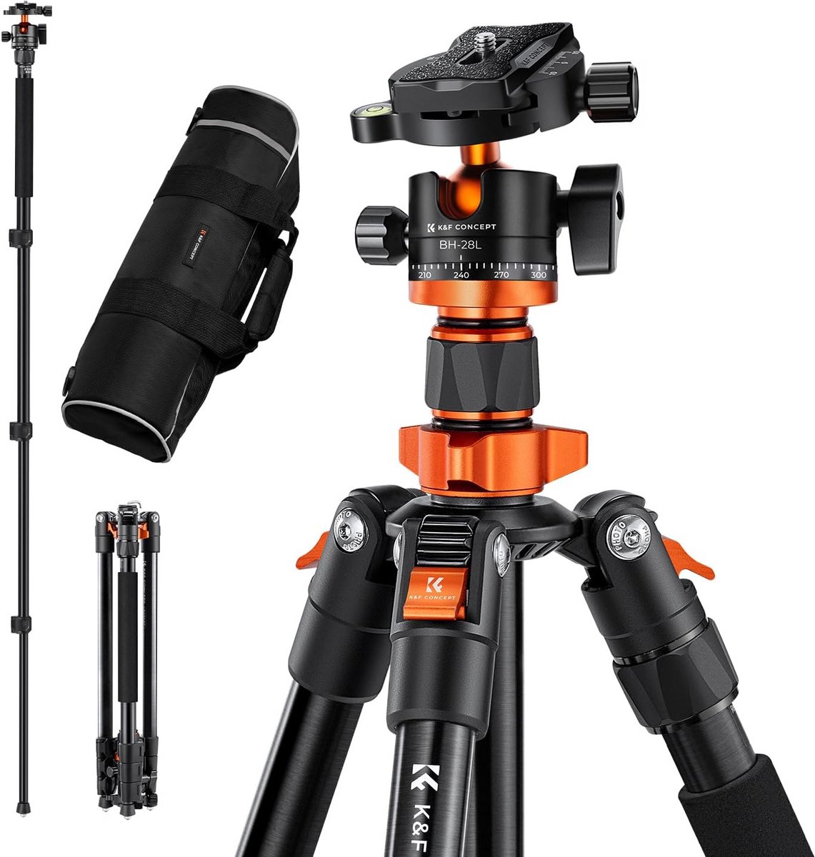 Lichtgewicht Aluminium Statief voor DSLR - Uitschuifbaar en Compact met 360° Balhoofd