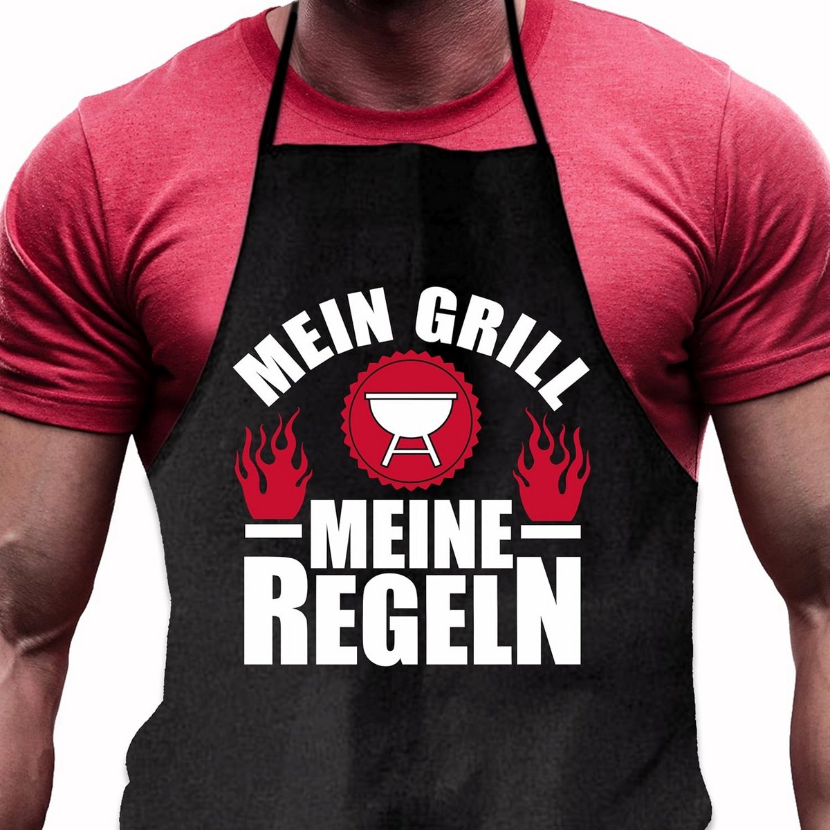 Grappig BBQ Schort met Tekst - 'My Grill, My Rules' - Cadeau voor Bartypes en Grillmeesters