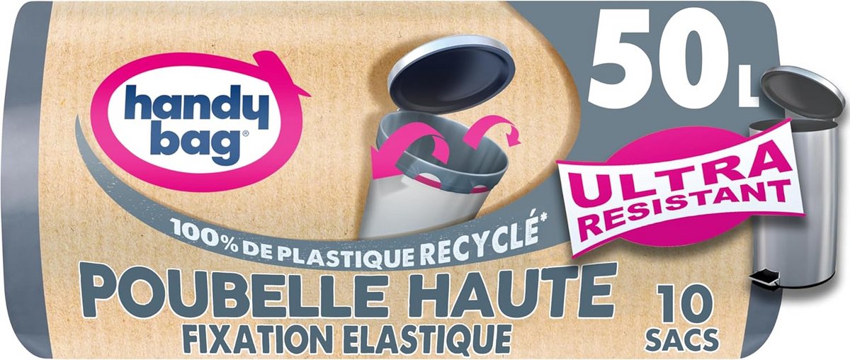 Stevige 50L Afvalzakken met Elastiek - 10 stuks - 100% Gerecycled