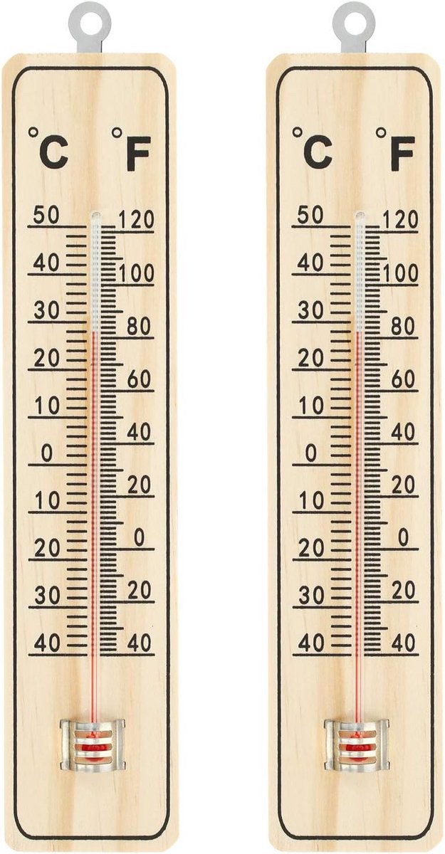 Houten Binnen Thermometer met Celsius en Fahrenheit Schaalverdeling