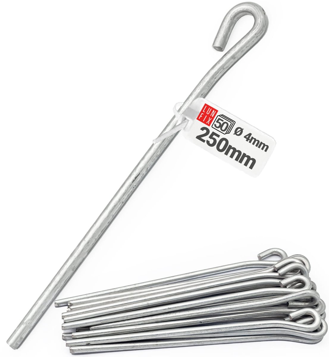 LUN FIX - Bevestigingsdraad 250 mm - 50 stuks - 4 mm diameter - ophangdraad - Voor verlaagde plafonds