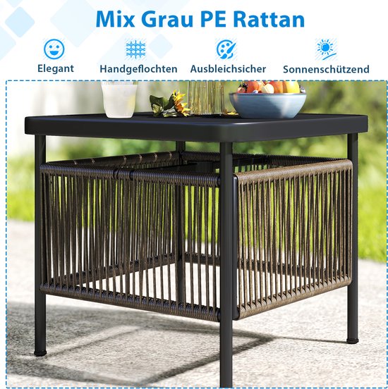 COSTWAY Bijzettafel, kleine tuintafel van uv-bestendig kunststof, balkontafel, weerbestendig, voor terras, balkon, tuin, 46 x 46 x 46 cm, wit