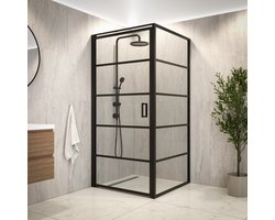 Mirlux Oris Inloopdouche – Luxe Douchecabine van 8 mm Veiligheidsglas met Nano Coating – Transparant Glas – Zwart Aluminium Frame – 90×200 cm