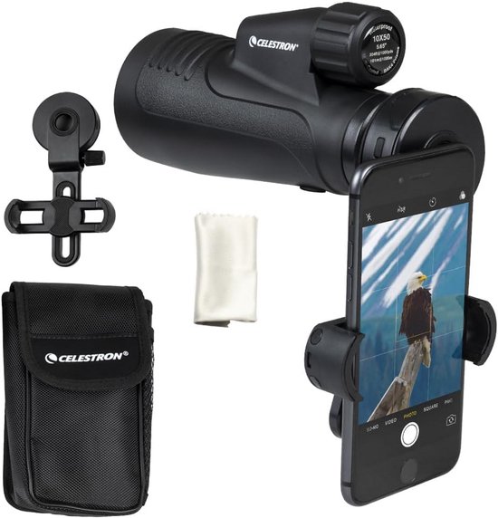 Monoculaire 10x50 Avec Adaptateur Smartphone Et Trépied - Compact Vert