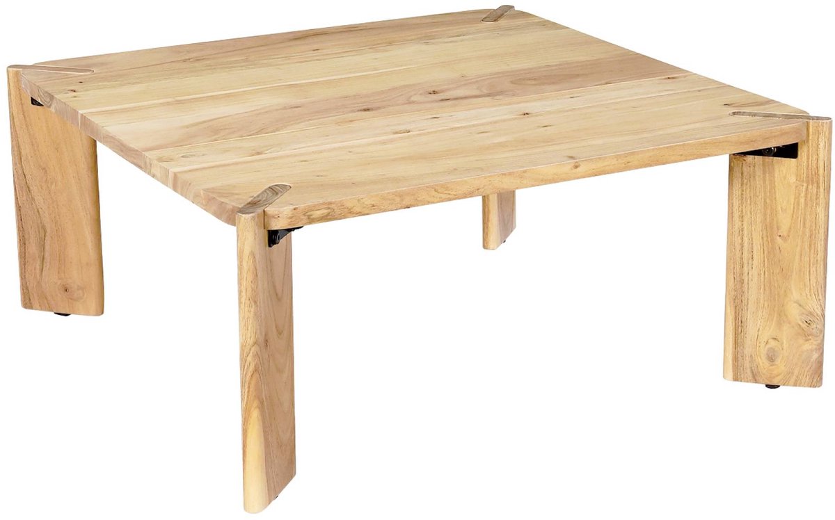 sweeek Vierkante salontafel in massief hout 80cm - reva naturel