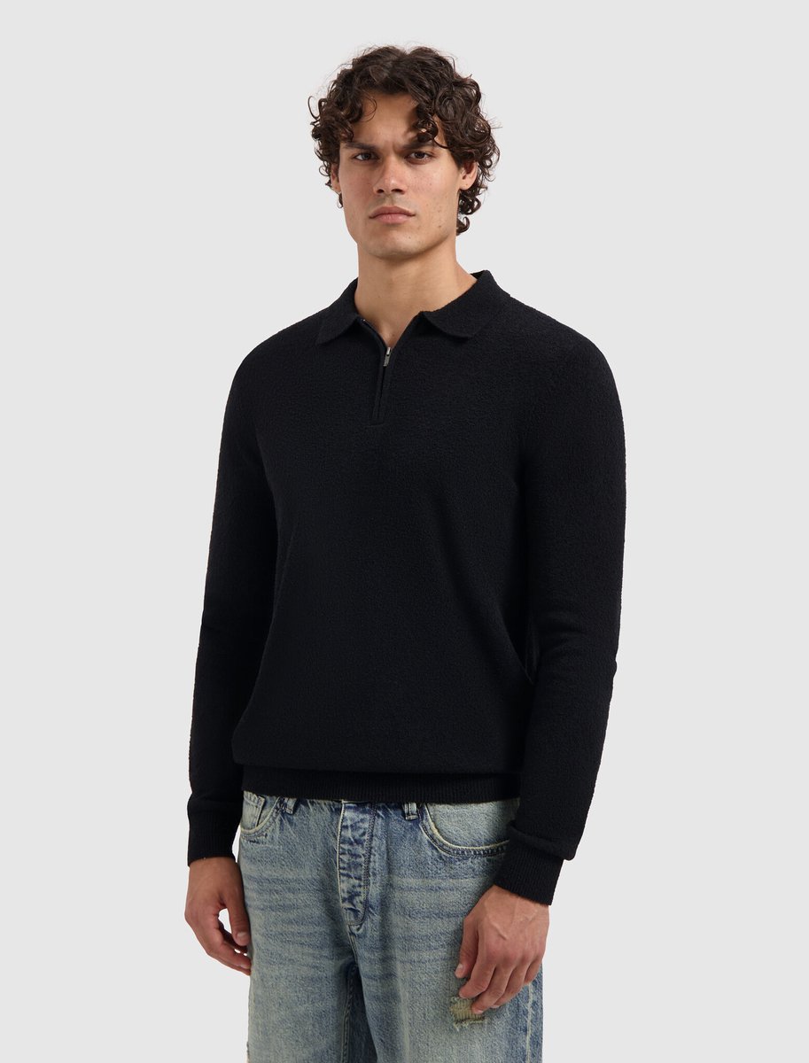 Pure Path Poloshirt Regular Fit Zip Polo Knitwear 25030820 02 Black Mannen Maat - XL