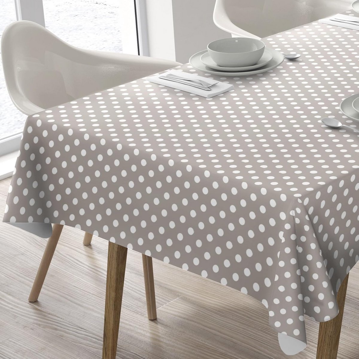 Afwasbare Rechthoekige Tafelkleed 140x180 cm Beige Gestipt
