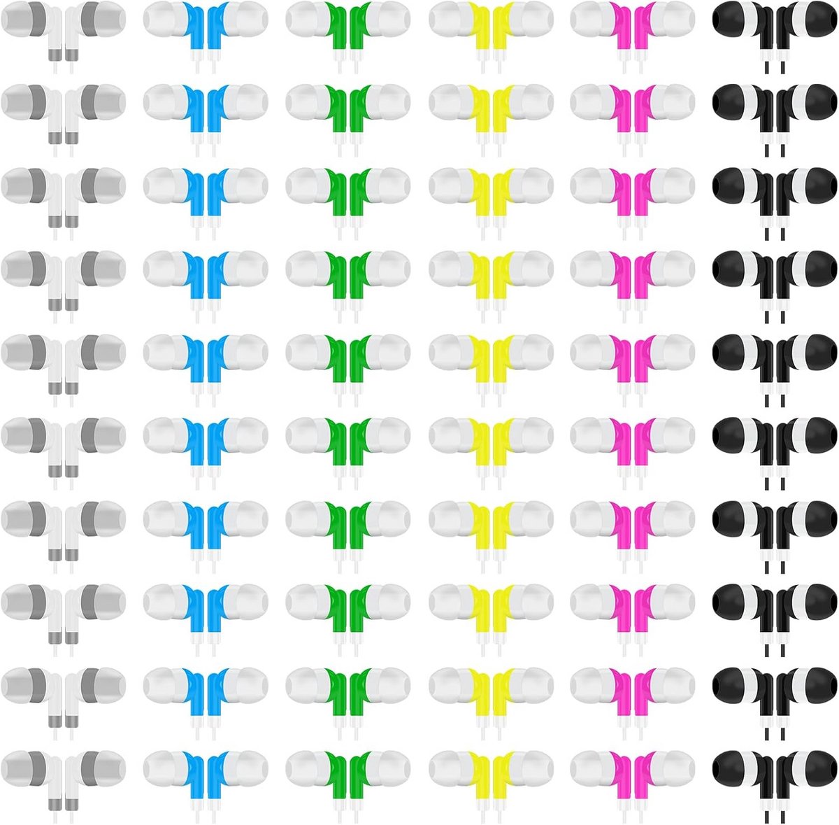 60 Stuks Oordopjes Bulk voor Klaslokaal - Koptelefoons voor School, Reizen of Thuisgebruik (6 Kleuren)
